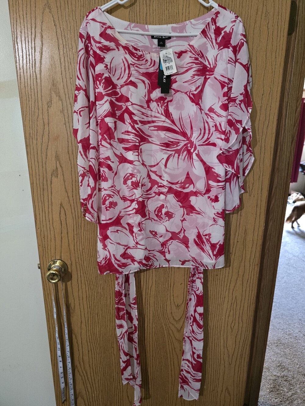 Dana Kay Pink Floral Tie-Front Tunic - Picture 4 of 6